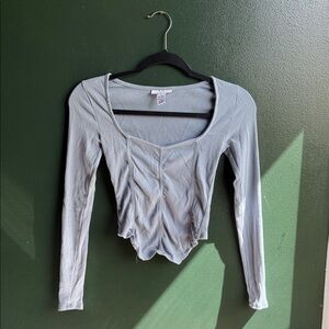 Forever 21 Light Blue Ribbed Long Sleeve Top